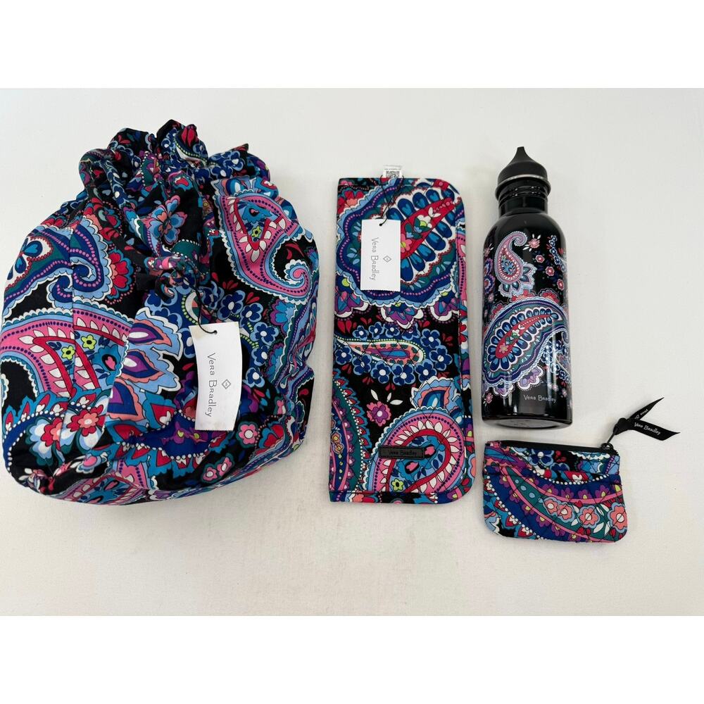 Vera Bradley Haymarket Paisley New Water Bottle Wallet Ditty Bag Flat Iron Case